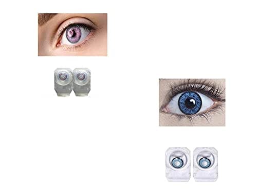 VIOLET AND DARK AQUA BLUE MD SPARKLE 2 PAIR MONTHLY COLOR CONTACT LENS WITH CASE, LENS HOLDER AND 60 ML SOLUTION (PACK OF 2 PAIR)