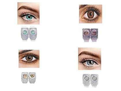 AQUA,BROWN,HAZEL AND DARK GRAY MD SPARKLE 4 PAIR MONTHLY COLOR CONTACT LENS WITH CASE AND 60ML SOLUTION (PACK OF 4 PAIR)