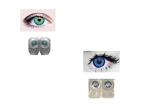 Dark Turquoise and Dark Blue MD Sparkle 2 Pairs of Monthly Color Contact Lens With Case, Lens Holder and 60 ML Solution