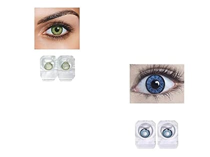 Green and Dark Blue MD Sparkle 2 Pairs of Monthly Color Contact Lens With Case, Lens Holder and 60 ML Solution Green and Dark Blue MD Sparkle 2 Pairs of Monthly Color Contact Lens With Case, Lens Holder and 60 ML Solution