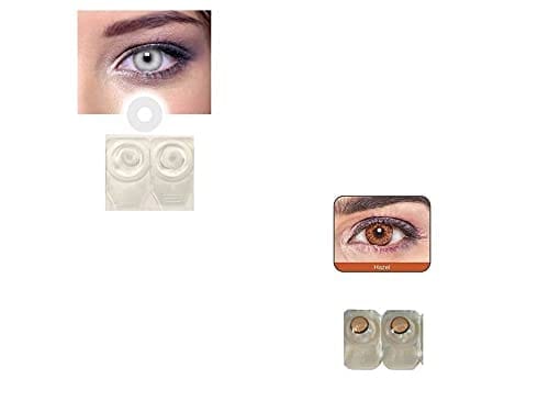 White and Dark Hazel MD Sparkle 2 Pairs of Monthly Color Contact Lens With Case, Lens Holder and 60 ML Solution