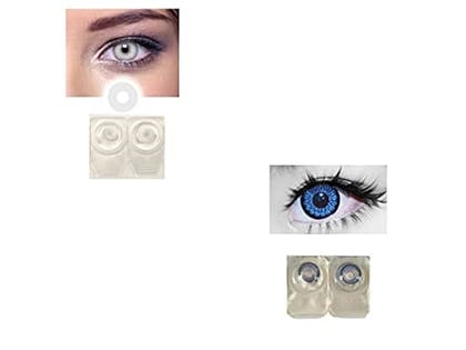 White and Dark Blue MD Sparkle 2 Pairs of Monthly Color Contact Lens With Case, Lens Holder and 60 ML Solution