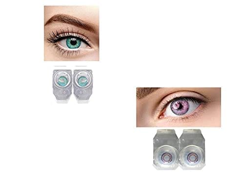 AQUA AND VIOLET MD SPARKLE 2 PAIR MONTHLY COLOR CONTACT LENS WITH CASE, LENS HOLDER AND 60 ML SOLUTION (PACK OF 2 PAIR)