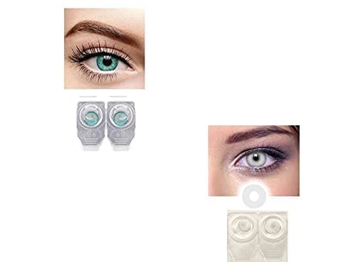 AQUA AND WHITE MD SPARKLE 2 PAIR MONTHLY COLOR CONTACT LENS WITH CASE, LENS HOLDER AND 60 ML SOLUTION (PACK OF 2 PAIR)