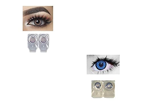 Amethyst and Dark Aqua Blue MD Sparkle 2 Pairs of Monthly Color Contact Lens With Case, Lens Holder and 60 ML Solution