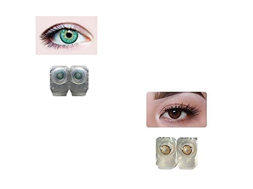 Dark Turquoise and Dark Brown MD Sparkle 2 Pairs of Monthly Color Contact Lens With Case, Lens Holder and 60 ML Solution