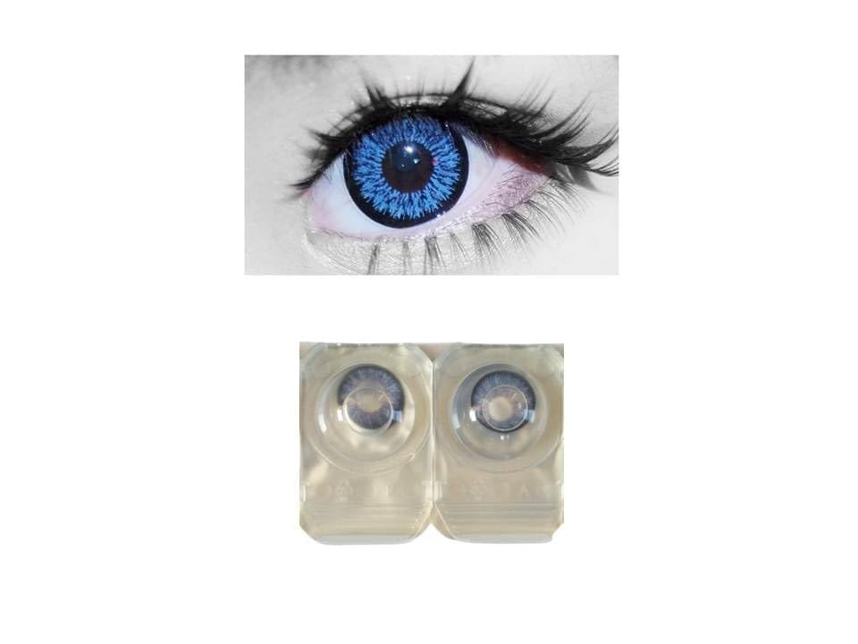 Red and Dark Blue MD Sparkle 2 Pairs of Monthly Color Contact Lens With Case, Lens Holder and 60 ML Solution