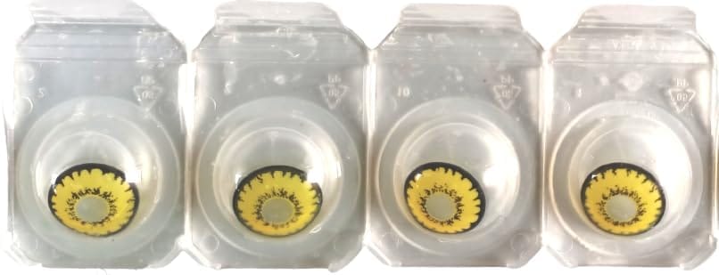 GOLDEN YELLOW MD SPARKLE MONTHLY CRAZY CONTACT LENS/HORROR LENS WITH CASE, LENS HOLDER AND 80ML SOLUTION (PACK OF 2 PAIR)