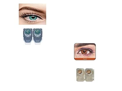 Turquoise and Dark Hazel MD Sparkle 2 Pairs of Monthly Color Contact Lens With Case, Lens Holder and 60 ML Solution