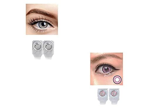 DARK GRAY AND PINK MD SPARKLE 2 PAIR MONTHLY COLOR CONTACT LENS WITH CASE, LENS HOLDER AND 60 ML SOLUTION (PACK OF 2 PAIR)
