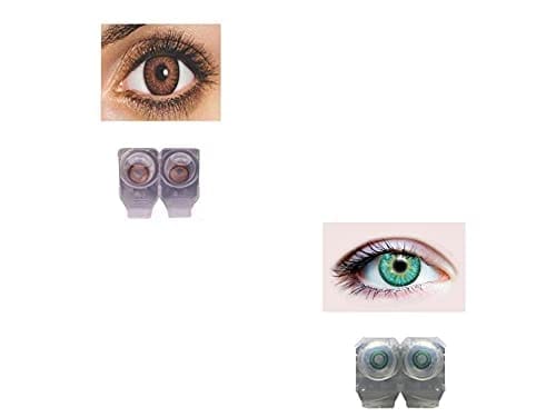 BROWN AND DARK TURQUOISE MD SPARKLE 2 PAIR MONTHLY COLOR CONTACT LENS WITH CASE, LENS HOLDER AND 60 ML SOLUTION (PACK OF 2 PAIR)