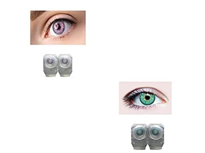 VIOLET AND DARK TURQUOISE MD SPARKLE 2 PAIR MONTHLY COLOR CONTACT LENS WITH CASE, LENS HOLDER AND 60 ML SOLUTION (PACK OF 2 PAIR)