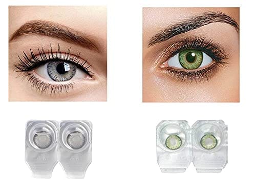 DARK GRAY AND GREEN MD SPARKLE 2 PAIR MONTHLY COLOR CONTACT LENS WITH CASE, LENS HOLDER AND 60 ML SOLUTION (PACK OF 2 PAIR)