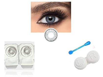 STERLING GRAY MD SPARKLE MONTHLY COLOR CONTACT LENS WITH CASE,LENS HOLDER AND 60ML SOLUTION (PACK OF 1 PAIR)