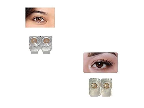Honey and Dark Brown MD Sparkle 2 Pairs of Monthly Color Contact Lens With Case, Lens Holder and 60 ML Solution