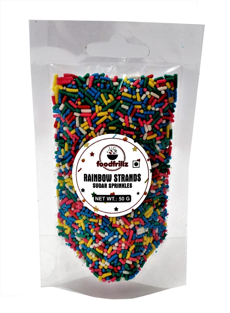 foodfrillz Rainbow Strands, 50 g Vermicelli Sprinkles for cake decoration cake toppings