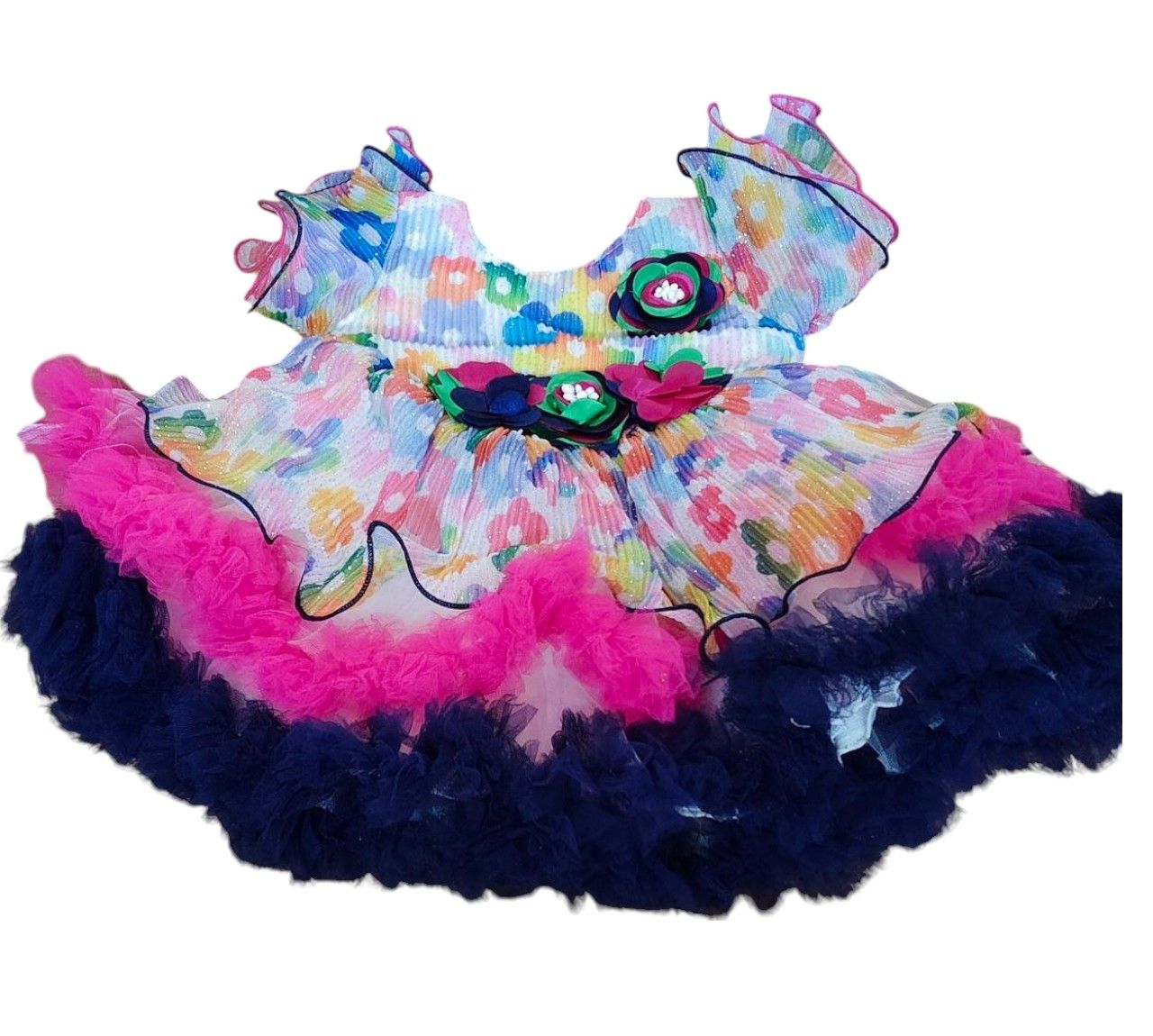 SRI MAHALAXMI CLOTHS - Baby Girls' Ruffle Sleeve Floral Print Party Dress