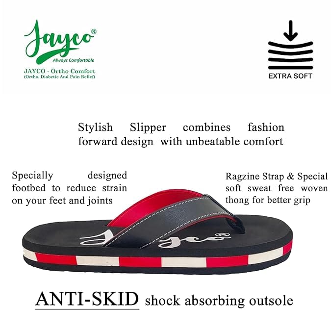 Stylish Men Jayco Ortho Comfort Slippers - Pain Relief with Soft Breathable Fabric, Cozy Fit, an