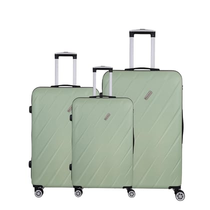 Spacewalk Stylux ABS Hard Luggage Set of 3, 57 cm, 67 cm & 77 cm, 8 Wheels, 3 Year Warranty, Pista Green