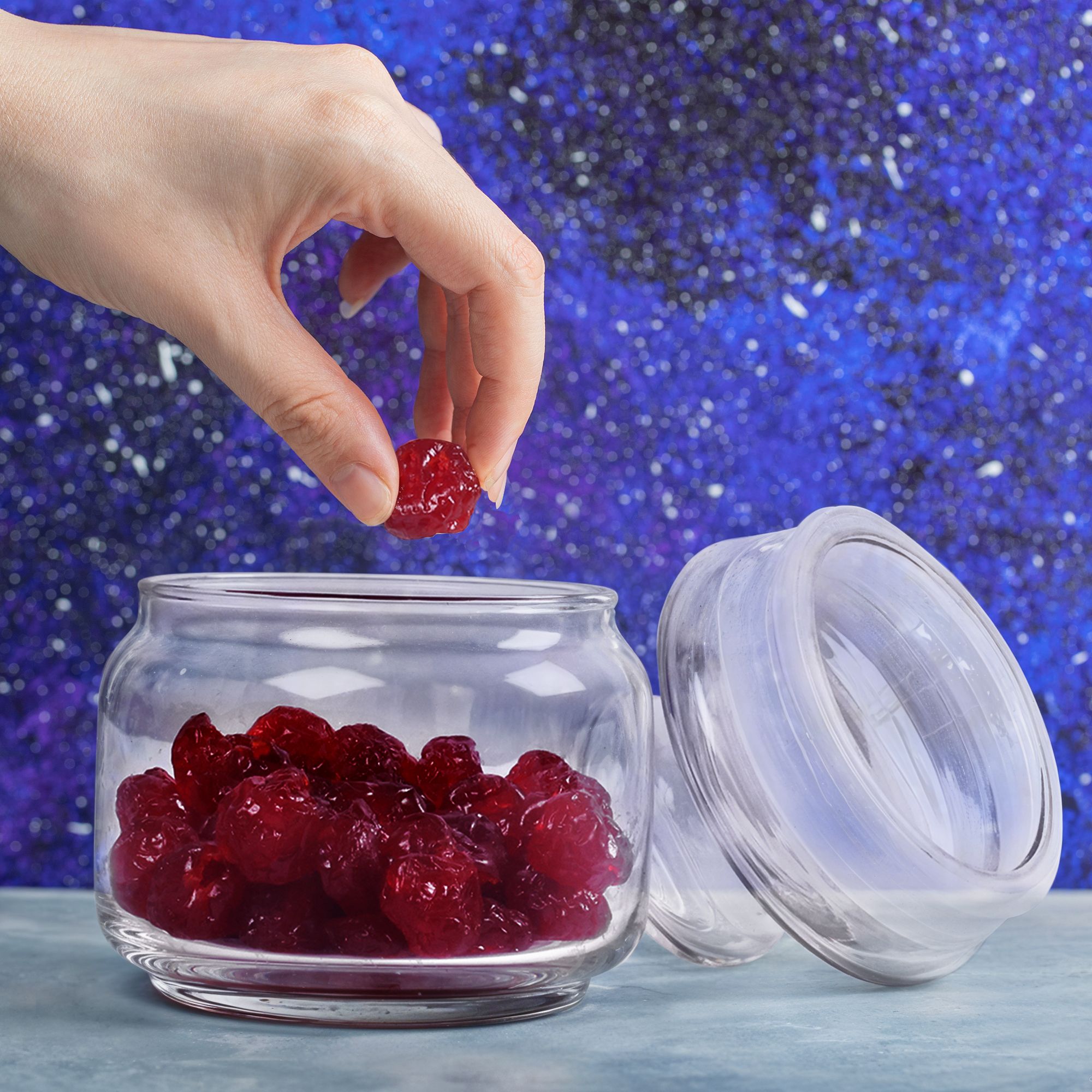 Ocean Glass Storage Jar with Lid (325ml, Pack of 6)