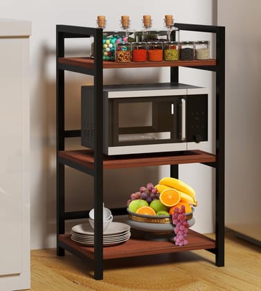  4-Tier Bathroom Shelf, Freestanding Wood and Metal Storage Rack, Display Shelf for Living Room, Kitchen, Office