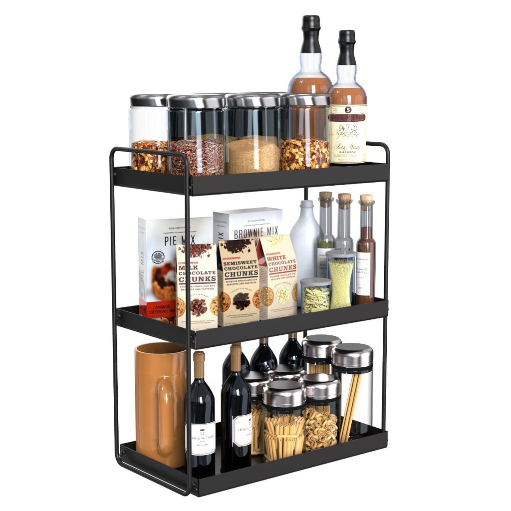  3-Tier Metal Wire Shelving Unit, Black