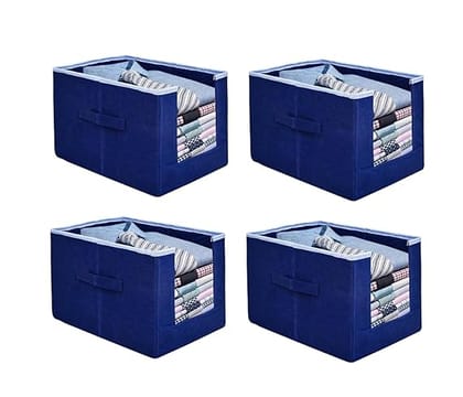 CraftCare Non Woven Large Capacity Shirt Stacker/Foldable & Stackable Closet Wardrobe Cupboard Organizer/Foldable Storage Box/Multipurpose Clothes Organizer (Pack of 4)