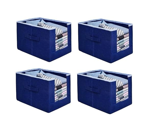 CraftCare Non Woven Large Capacity Shirt Stacker/Foldable & Stackable Closet Wardrobe Cupboard Organizer/Foldable Storage Box/Multipurpose Clothes Organizer (Pack of 4)