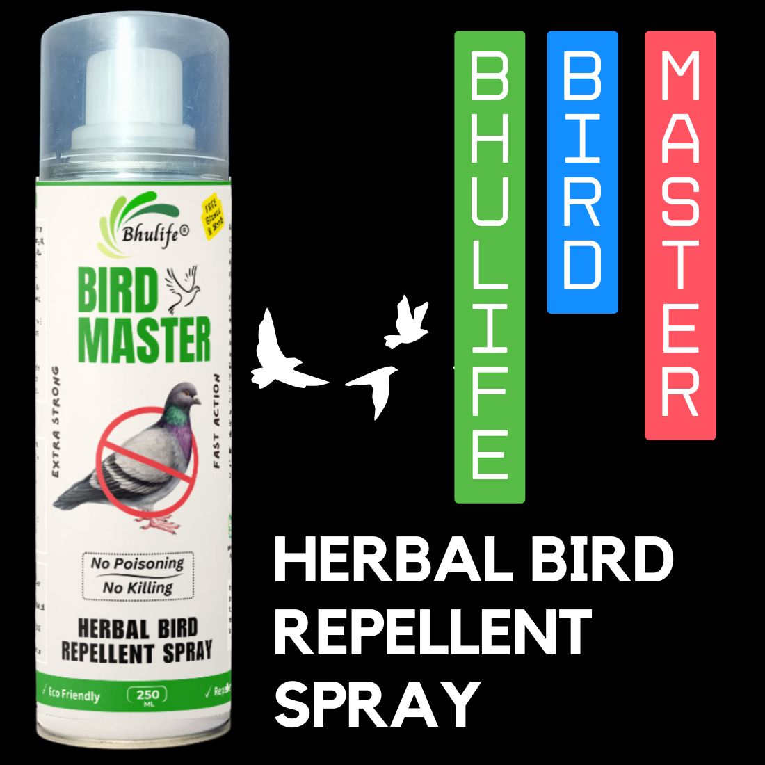 Bhulife Bird Master | Herbal Bird Repellent Spray | Piegon, Crow Repellent Spray | 250MLx1