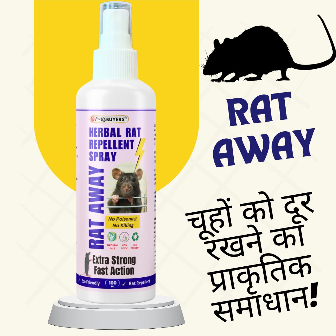 PrettyBUYERS Herbal Rat Repellent Spray For Home & Offices | 100MLx1
