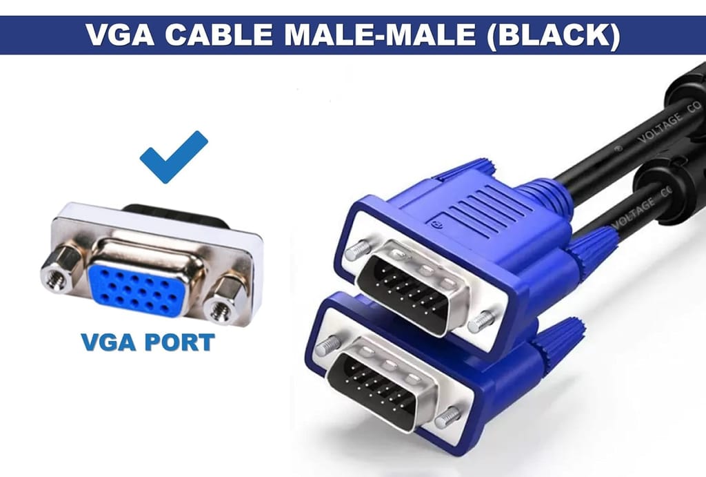 VGA Cable, 15 Pin Male to Male Cord for Computer Support Monitor, PC/Monitor/LCD/LED, Plasma, Projector, TFT