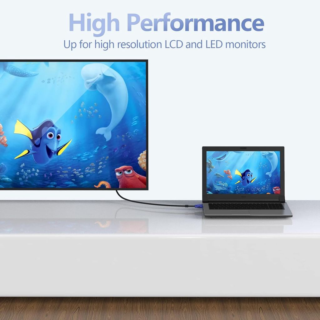 VGA Cable, 15 Pin Male to Male Cord for Computer Support Monitor, PC/Monitor/LCD/LED, Plasma, Projector, TFT