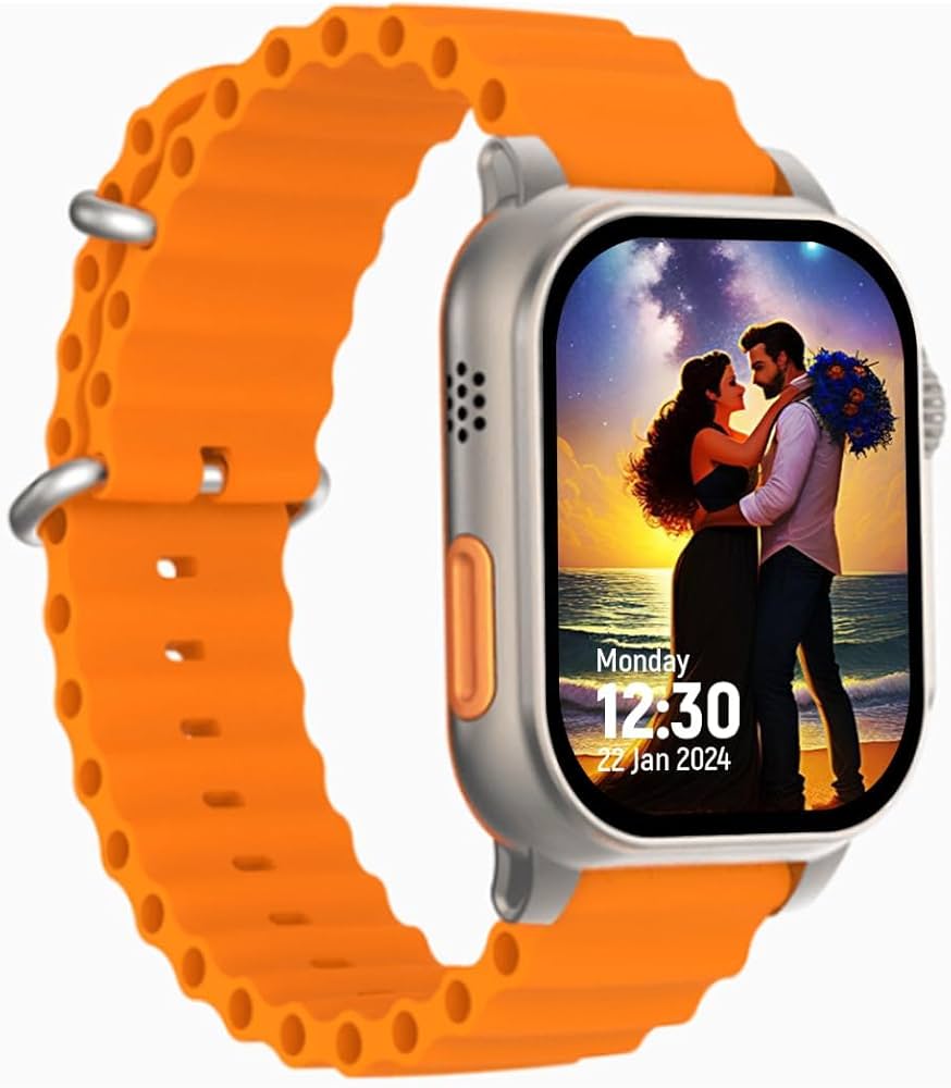 T800 Ultra Smart Watch with Beautiful Strap, Bluetooth Calling Smart Watch, 1.99" Touch Display with Fitness & Outdoor, Health & Medical Tracker, 8 Unique UI Interactions (Orange)