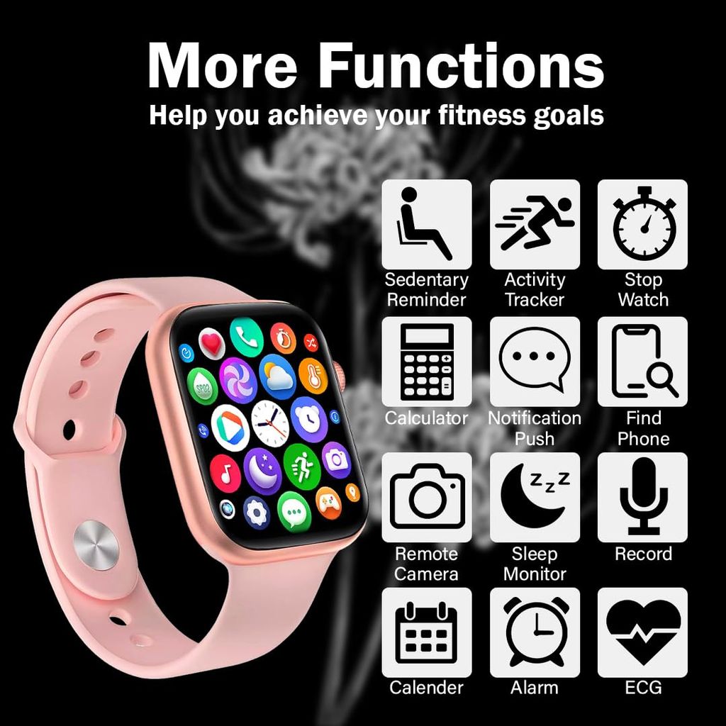 New T500 Series Smart Watch Sleep Monitor, Distance Tracker, Calendaring, Sedentary Reminder, Text Messaging, Pedometer, Calorie Tracker, Heart Rate Monitor Smartwatch (Pink)