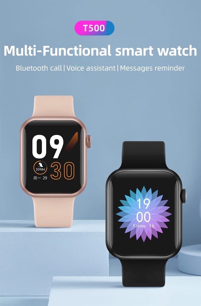 New T500 Series Smart Watch Sleep Monitor, Distance Tracker, Calendaring, Sedentary Reminder, Text Messaging, Pedometer, Calorie Tracker, Heart Rate Monitor Smartwatch (Pink)