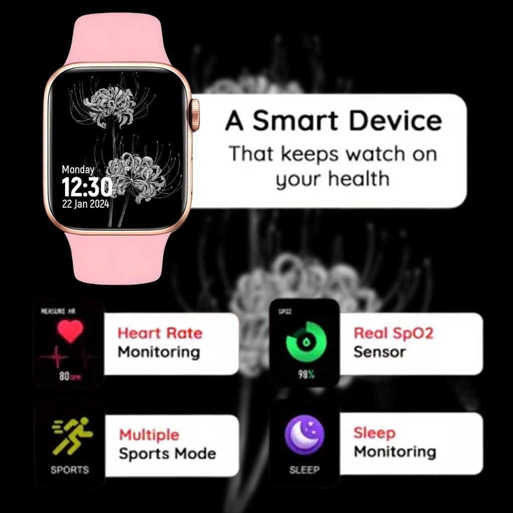 New T500 Series Smart Watch Sleep Monitor, Distance Tracker, Calendaring, Sedentary Reminder, Text Messaging, Pedometer, Calorie Tracker, Heart Rate Monitor Smartwatch (Pink)