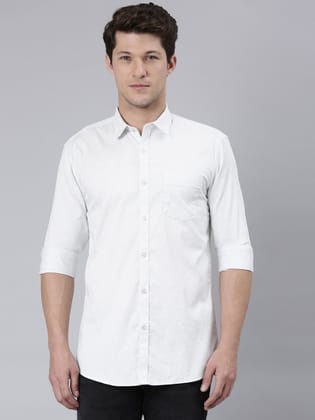 Classic Polo Men's Full Sleeve Off-White Polo Neck 100% Cotton Slim Fit Shirt | SP2-151-PRT-SF FS