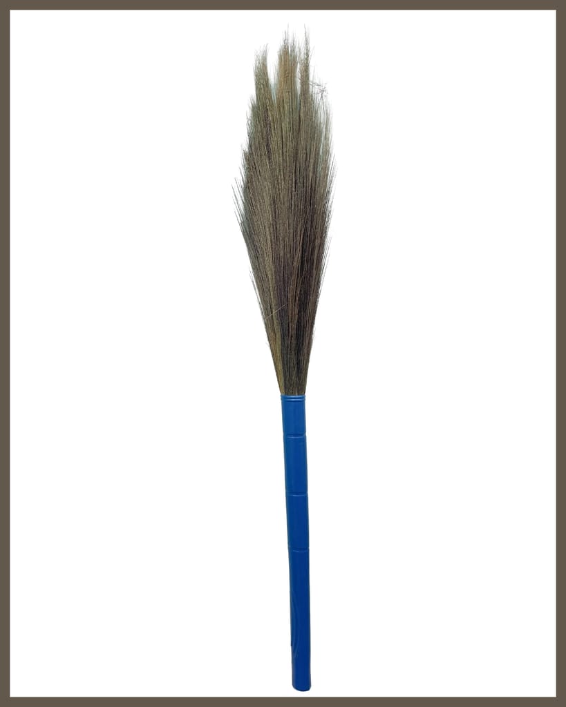 "Blue Handle Natural Broomstick for Home and Office Cleaning"