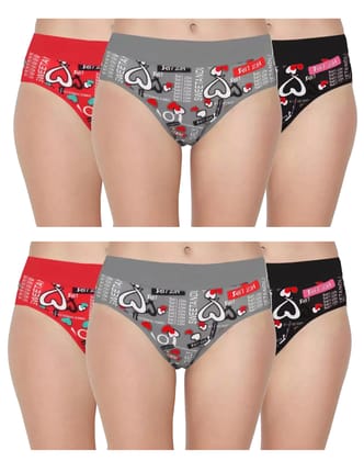DOOZIE LOVEPLUS WOMEN'S HIPSTER MULTICOLOR COTTON PRINTED PANTY PACK OF 6