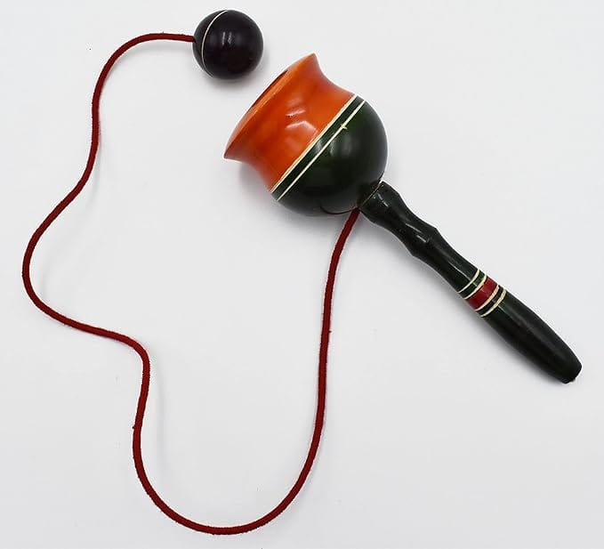 Wooden Spinning Top Toy with String (Colour may vary)
