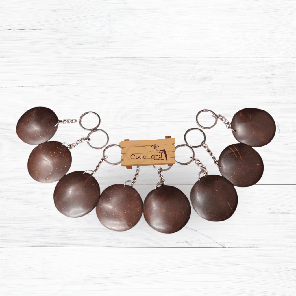 CocoLand Coconut Shell Raw Keychain 50 mm Diameter Glossy Polished / Custom Keychain / Custom Art Work Round Keychain /Engraving/Printing