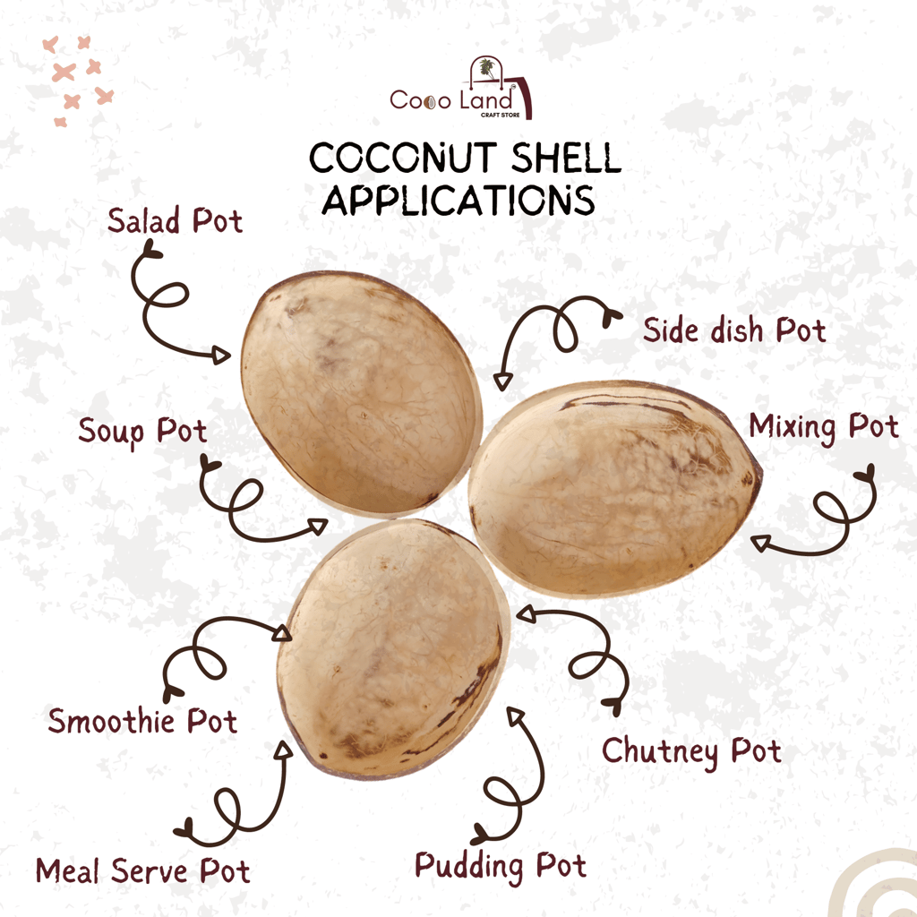 New Home - - and - - Decor CocoLand Coconut Shell Pudding Pot Oval Shape (150-250 ml) M-L Size C