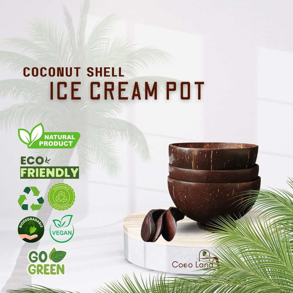 Best Home - - and - - Decor CocoLand Coconut Shell Ice Cream Pot Large Size 250 ml 2025 at ShopC