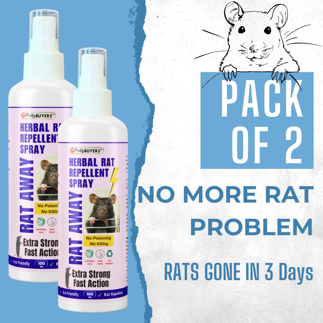 PrettyBUYERS Herbal Rat Repellent Spray For Home & Offices | 100MLx2 (Pack Of 2 )