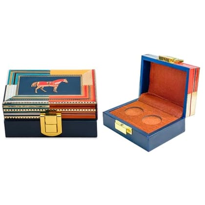 IZZHAAR Mustang Wooden Two Coin Ginni Box - Handcrafted with Unique Prints for Gold & Silver Shagun Coins, Stylish Storage, Ideal Present for Indian Occasions (Multicolor) IZZHAAR Mustang Wooden Two Coin Ginni Box - Handcrafted with Unique Prints for Gold & Silver Shagun Coins, Stylish Storage, Ideal Present for Indian Occasions (Multicolor)