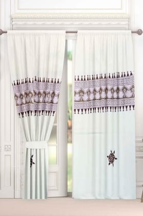 COTTAGE Handmade Cotton Paisley Print Grommet Door Curtains, Set ot 2 (3.6x7 ft, Multicolor)