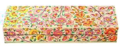 COTTAGE Hand-Painted Paper Mache Pencil Box, Pack of 1 (8X25 inch) - Multicolor