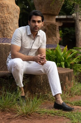 Men Whispering Grey Hemp Casual Half Sleeve Shirt
