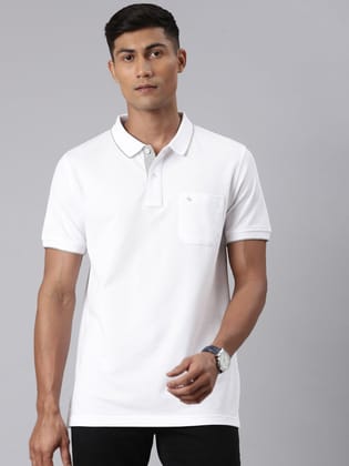 Classic Polo Men's White Polo Neck Slim Fit T-Shirt | 4SSN 223