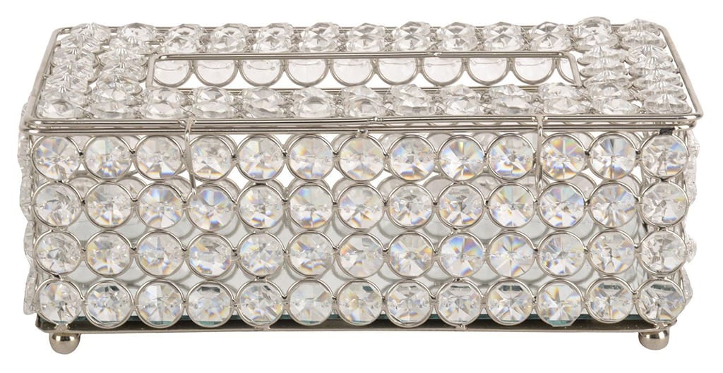 Decorative Stunning Clear Glass Crystal Beads Tissue Box / Tissue Holder / Car Tissue Box / Tissue Dispenser / Tissue Paper Beautiful Size 9 inches X 5 inches X 3.5 inches - By Marigold Stores®